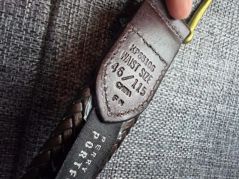 Perry Ellis Portfolio Men's Dark Brown Braided Leather Belt Size 46 KP65106